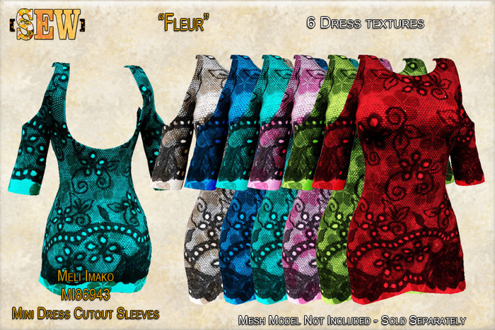 [SEW] FP Tex MI86943 Mini Dress Cutout Sleeves Fleur