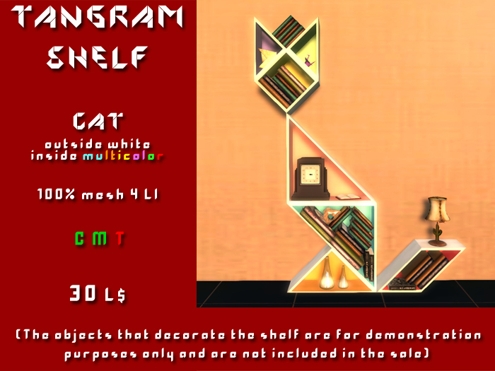 Tangram shelf Cat white/color