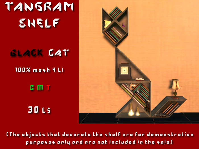 Tangram shelf Cat black