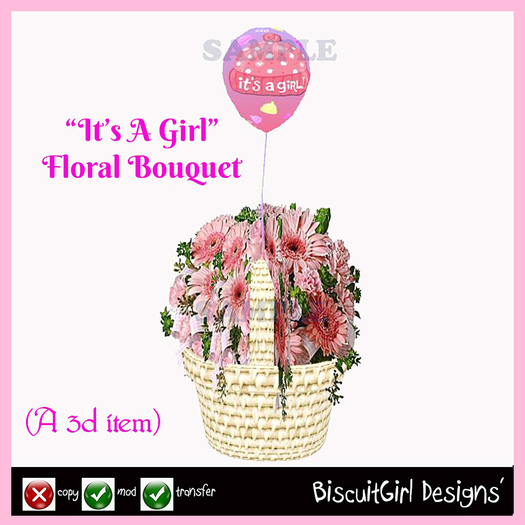 It's A Girl Floral Basket (1)