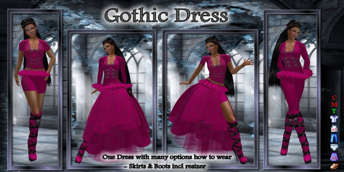 * PROMO *  Gothic Dress Magenta 
