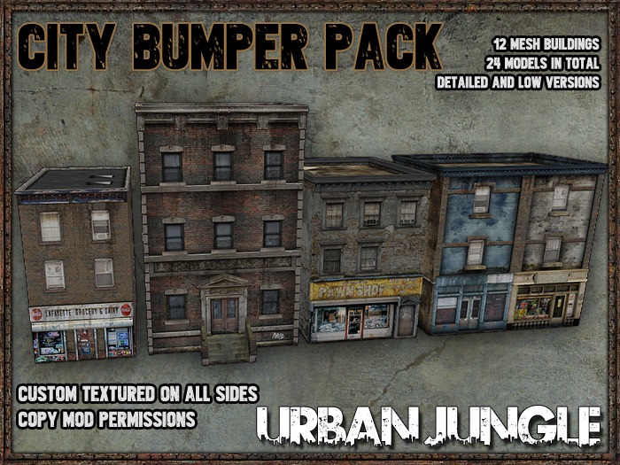 MESH CITY FILLER BUMPER PACK - 12 mesh buildings