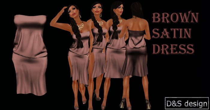 D&S design BROWN   SATIN DRESS