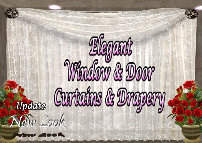 White Lace Retractable Curtains with Valance 1 Prim Modify 
