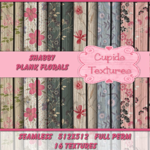 *Cupids Textures * 16 SHABBY PLANKS FLORALS SEAMLESS