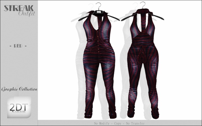2DT Couture - STREAK Outfit - Red - (Graphic Collection)