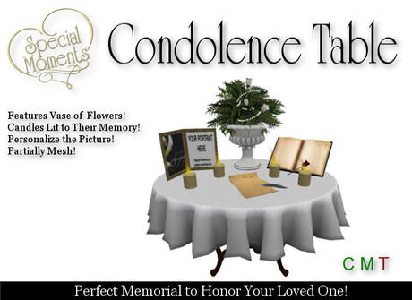 Second Life Marketplace - Condolence Table with Roses (Gold) - Mesh ...