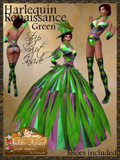 *Goddess* Harlequin Renaissance in Greens