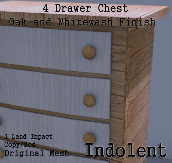 [INDO] 4 Drawer Chest - Oak and White Wash