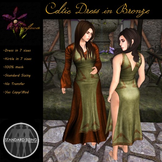The Ironflower - Celtic Dress in Rust/Green