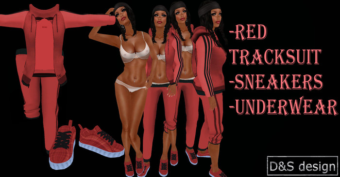 D&S design  MESH RED TRACKSUIT
