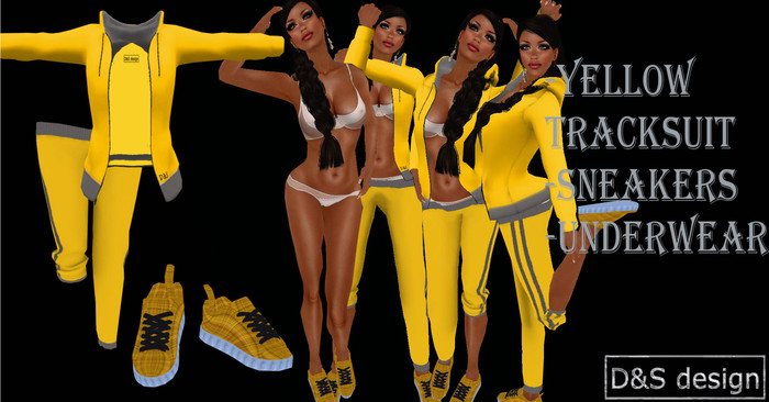 D&S design  MESH YELLOW TRACKSUIT