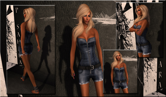 ~*DS*~ Short Romper / Denim / 5 Sizes / Mesh