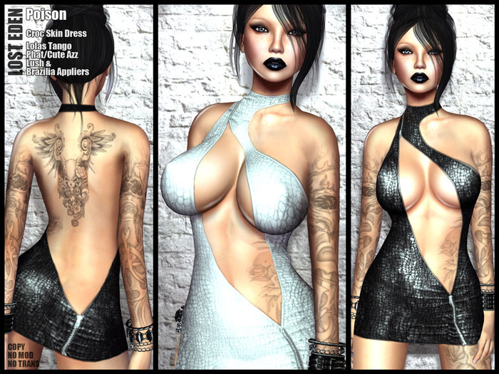 LOST EDEN - Poison: Croc skin mini dress with Lolas Tango & PhatAzz Appliers. White