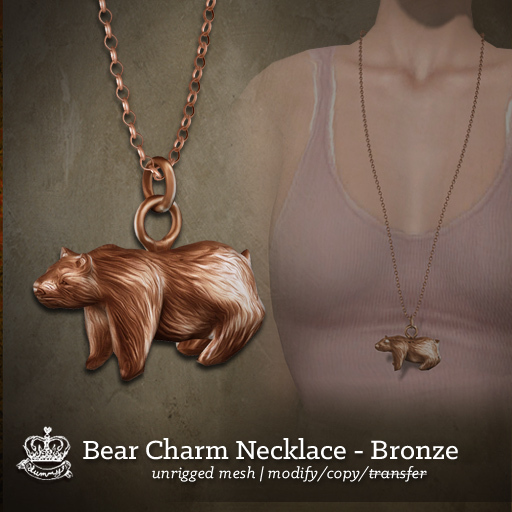 (Yummy) Bear Charm Necklace - Bronze