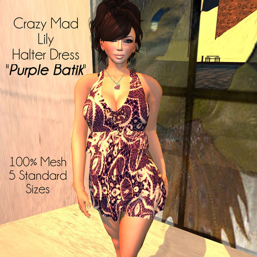 Crazy Mad Lily Halter Dress - Purple Batik