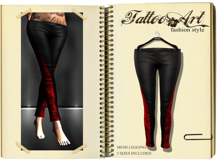 ::TATTOOART:: Mesh Leggings Red Lace
