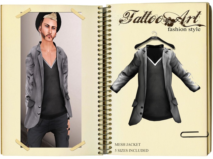 ::TATTOOART:: BLAZER GRAY WITH SHIRT BLACK