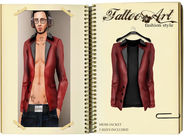 ::TATTOOART:: MESH LEATHER JACKET RED