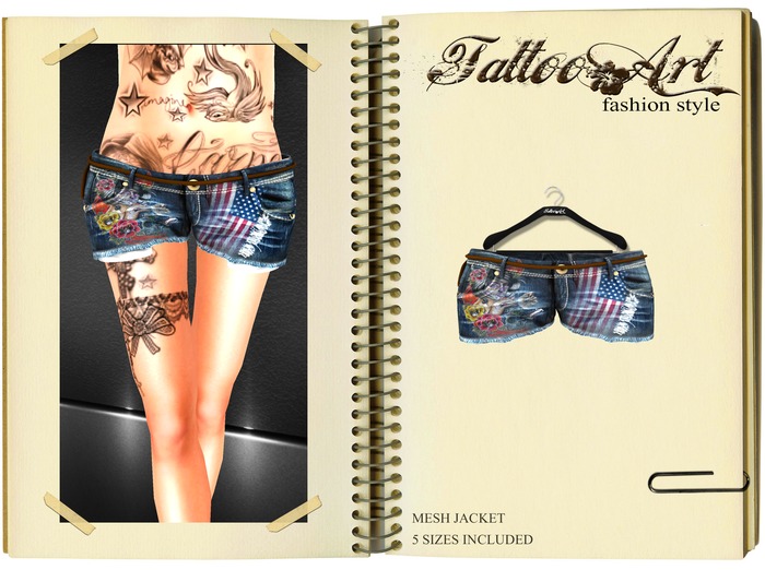 TattooArt Denim Shorts Ink