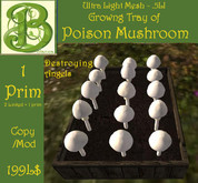 Deadly Poison Destroying Angel Mushroom Growing Tray, Ultra Light .5LI; 2 Linked = 1 Prim
