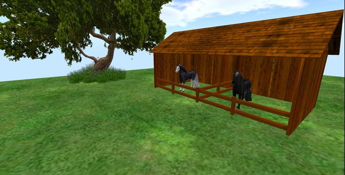 3 Prim Colorchange Horse Stable Boxed [M]