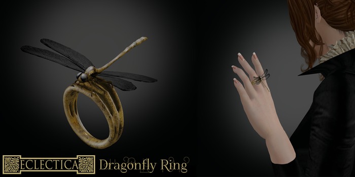 Eclectica Dragonfly Ring-Gold