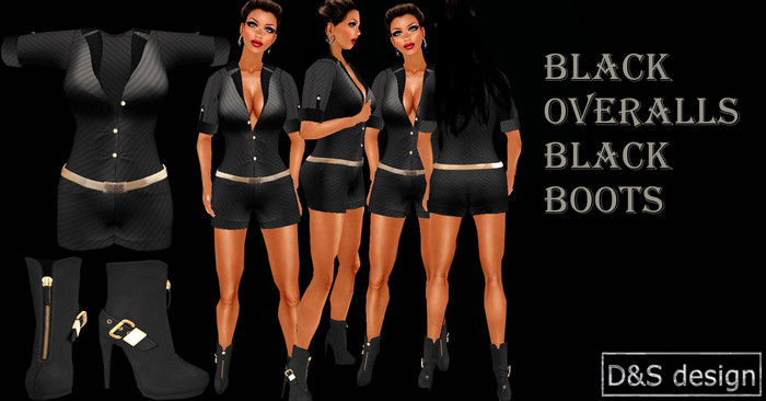D&S design  Mesh black overalls,black  boots