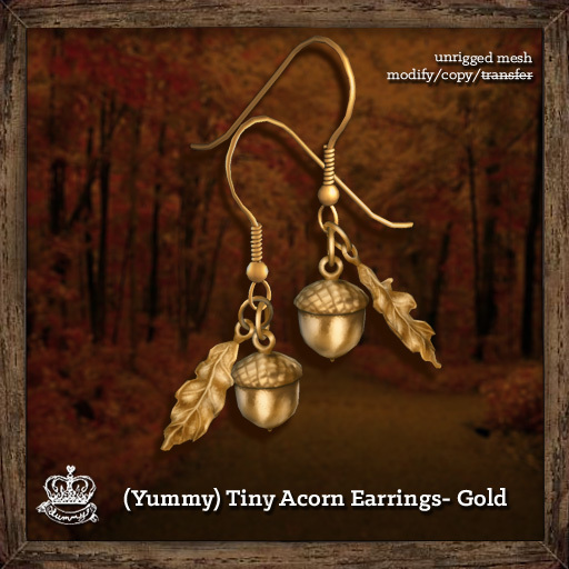 (Yummy) Tiny Acorn Earring -  Copper