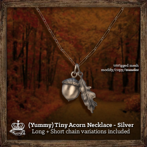 (Yummy) Tiny Acorn Necklace  -  Silver