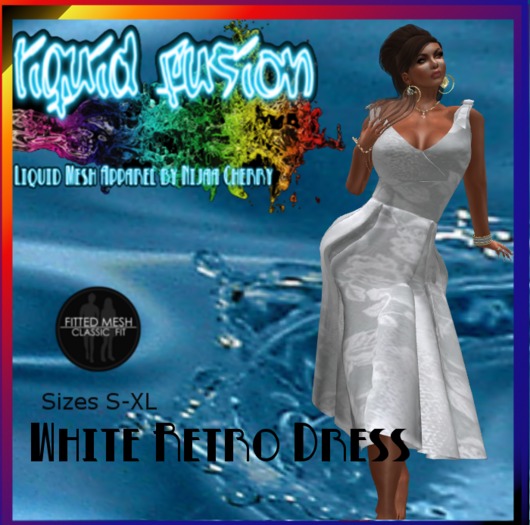 Liquid Mesh Retro Dress White