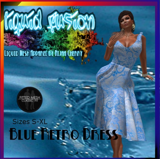 Liquid Mesh Blue Retro Dress 