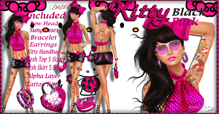 -Lamu Fashion-Outfit KItty BLACK/PINK !DISCOUNT!