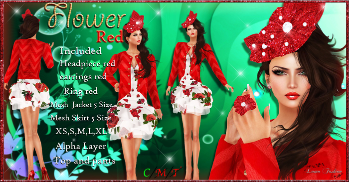 -Lamu Fashion-Outfit *Flower RED* !DISCOUNT!