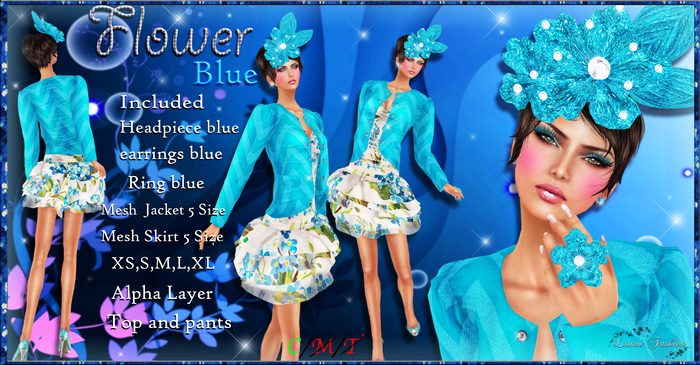 -Lamu Fashion-Outfit *Flower BLUE* !DISCOUNT!