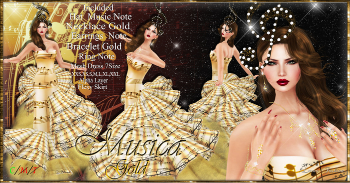 -Lamu Fashion-Gown *Musica* Gold !DISCOUNT!