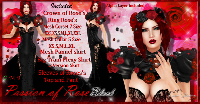 -Lamu Fashion-Gown Passion of Rose BLACK !DISCOUNT!
