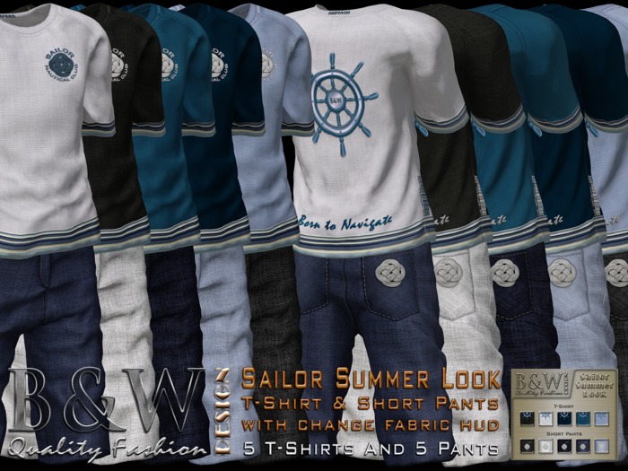 B&W - Sailor Summer Look - with HUD (Mesh)