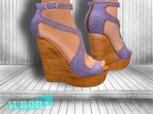 AURORA - Mesh Studded Wedge Heels - Violet Suede