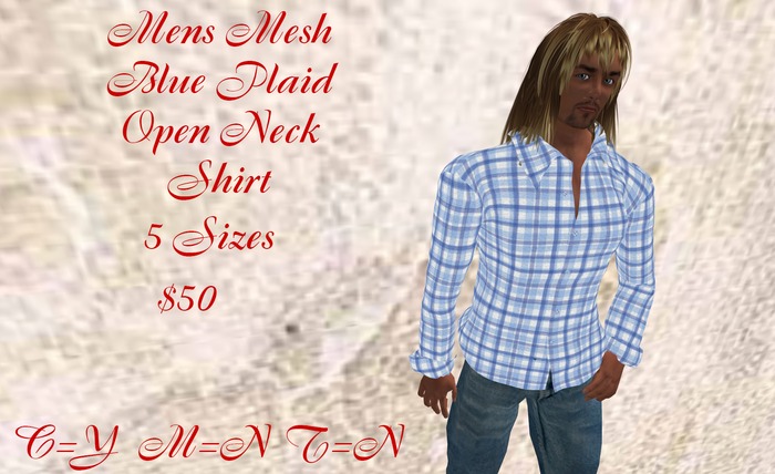 Man Shirt Blue Mesh                      