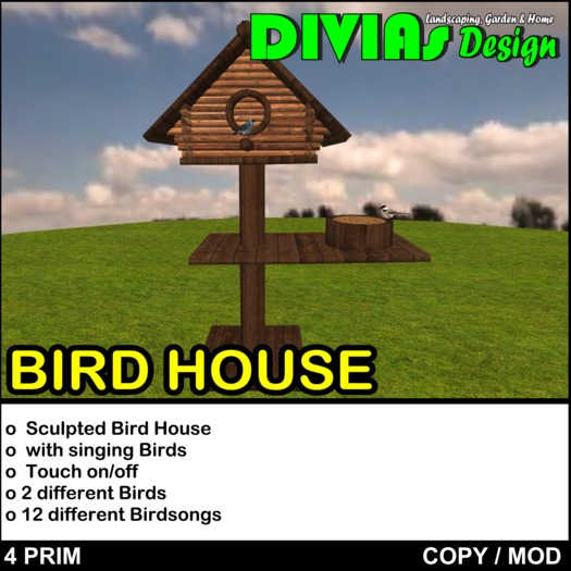 Birdhouse With Singing Birds - 4 Prim