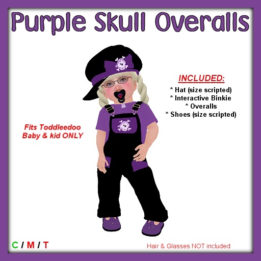 *TD* Purple Skull Long Overalls