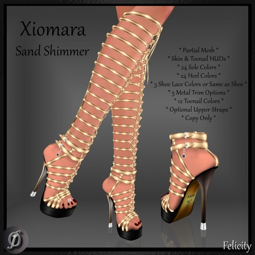 Shoes - *Felicity* Xiomara Stilettos - Sand Shimmer High Heels (24 Sole & 24 Heel Colors) Laced Up Knee Strappy Sandals