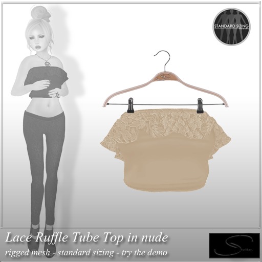 [Stellar] Lace Ruffle Tube Top in nude