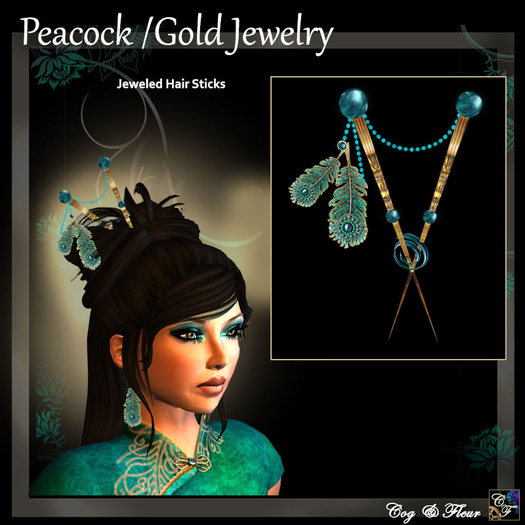 C&F Peacock Hair Sticks