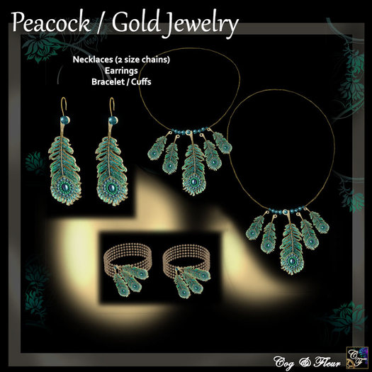 C&F Peacock / Gold Jewelry Set