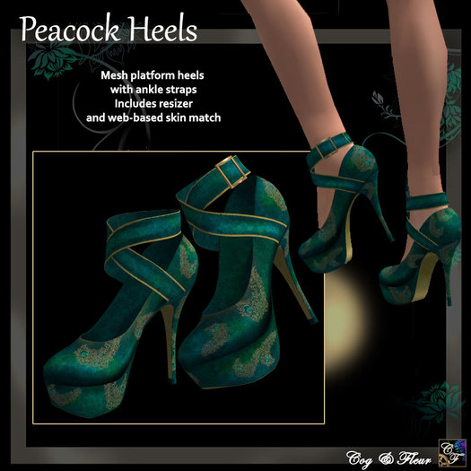 C&F Cross Strap Platform Heels - Peacock