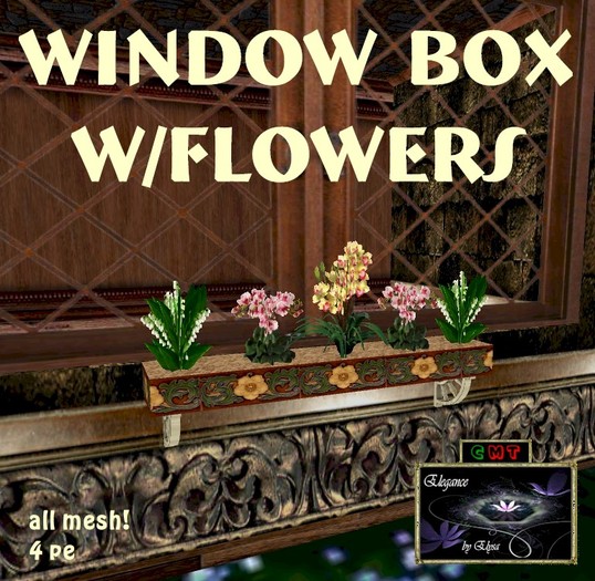 *EbE* Window Box Planter w/Flowers (mesh)