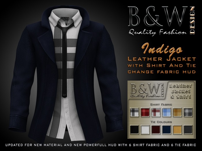 ***bw-005 B&W - BLACK Leather - Jacket & Shirt