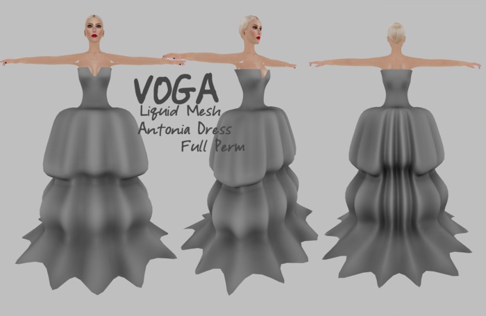 VOGA Custom Mesh - Rigged Antonia Dress Full Perm (Liquid Mesh)